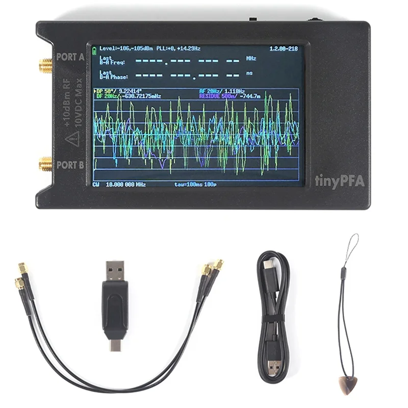 ABKI-Tinypfa Tragbarer Phasenfrequenzanalysator-Tester 1M -290 MHz + 4-Zoll-Touch-LCD + Batterie und Box-Unterstützung Timelab Einfache Installation