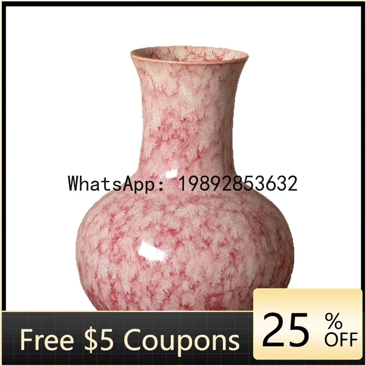 

B1 Jingdezhen Ceramic Ice Crack Glaze Pink Vase Ornament Flower Modern Home Living Room Decoration Craft Flower Holder