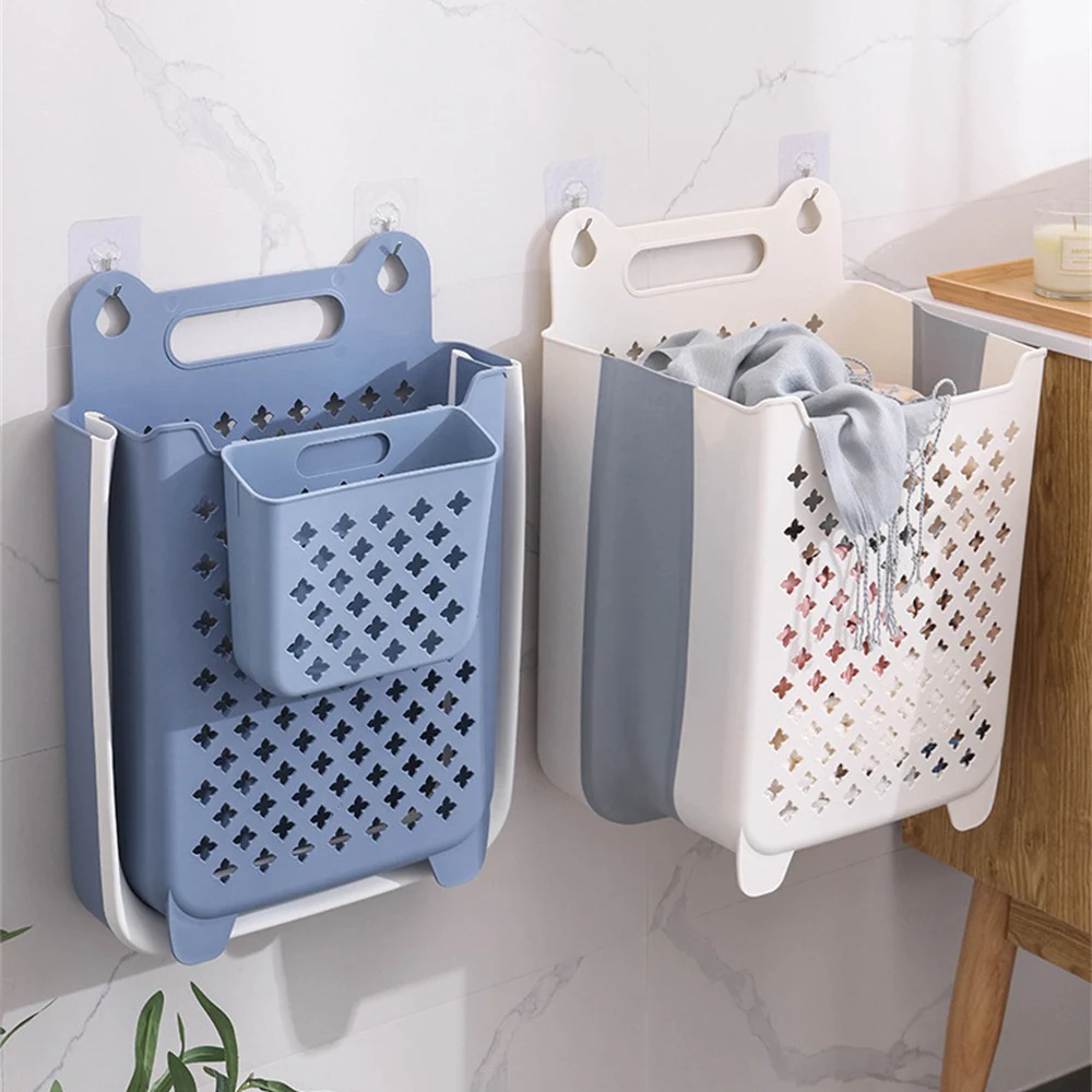 Storage Basket Can Be Wall-mounted Foldable Sturdy Large Capacity Wall-mounted Dirty Clothes Basket Easy To Clean Laundry Basket