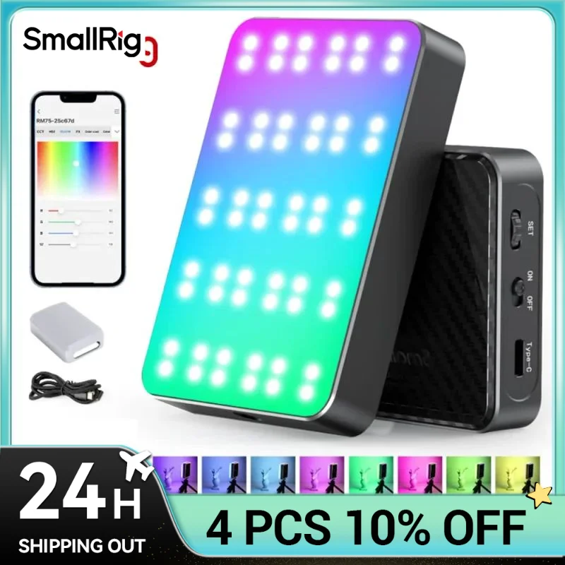 SmallRig RM75 Magnetic remote control Smart LED Video Light 4000mAh large capacity battery with PD fast charging 15 lights 3290