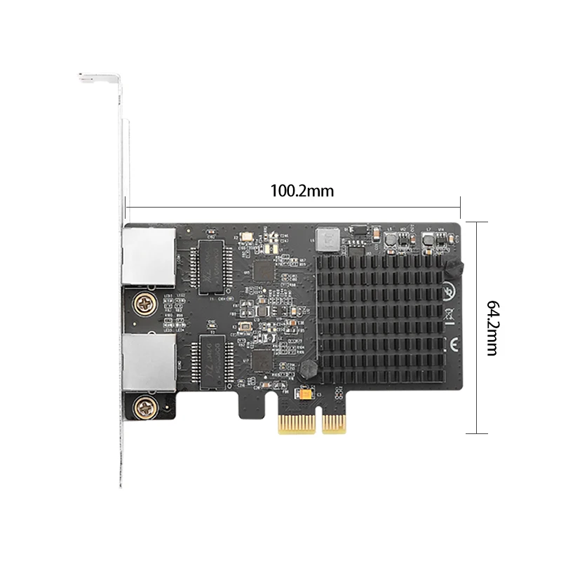 

2.5G 2port Gigabit Network Card PCIE 2500M Ethernet Adapter 2-port RJ45 Interface Network Card Server Gaming 2.5G Network Card