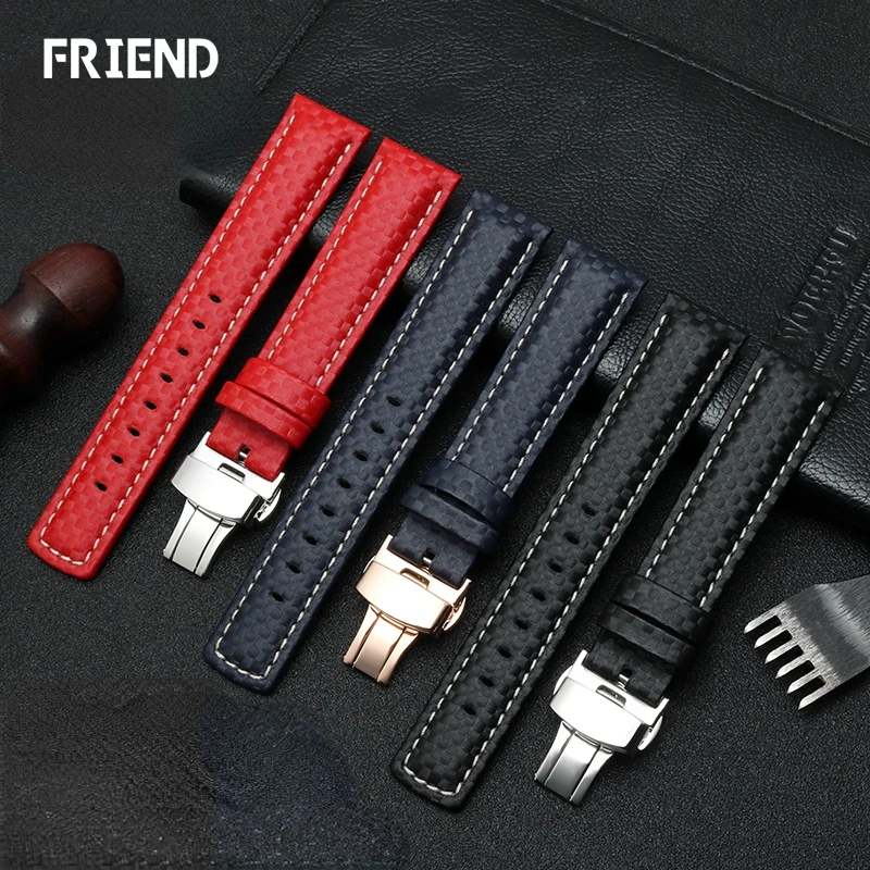 8888Suitable for Meidou Helmsman Omega Baopo 50 Search Strap Waterproof Carbon Fiber Pattern Watch Band Men 22 23mm