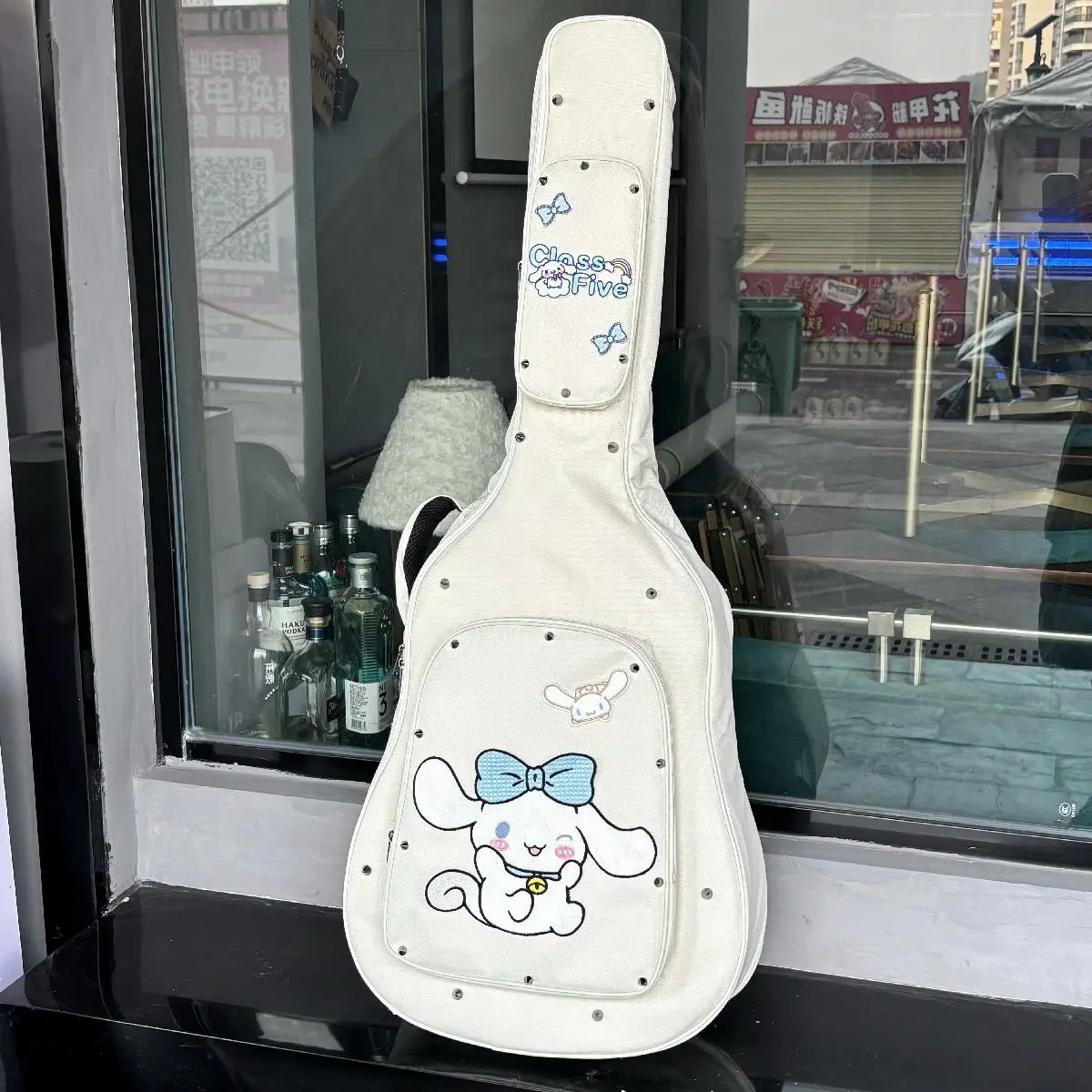 

Сумка для гитары Sanrio Cinnamoroll в стиле аниме, оригинальная, ручной работы, для инди-фолк акустической гитары, панк-электрогитары, рюкзак для бас-гитары, уникальная.