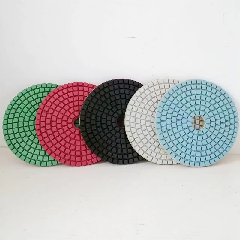 

7 Pcs 4Inch Wet Diamond Polishing Pads Wet concrete 7 Grit 6 Colors Resin Bond Sanding for Granite Marble Stone Grinding Disc