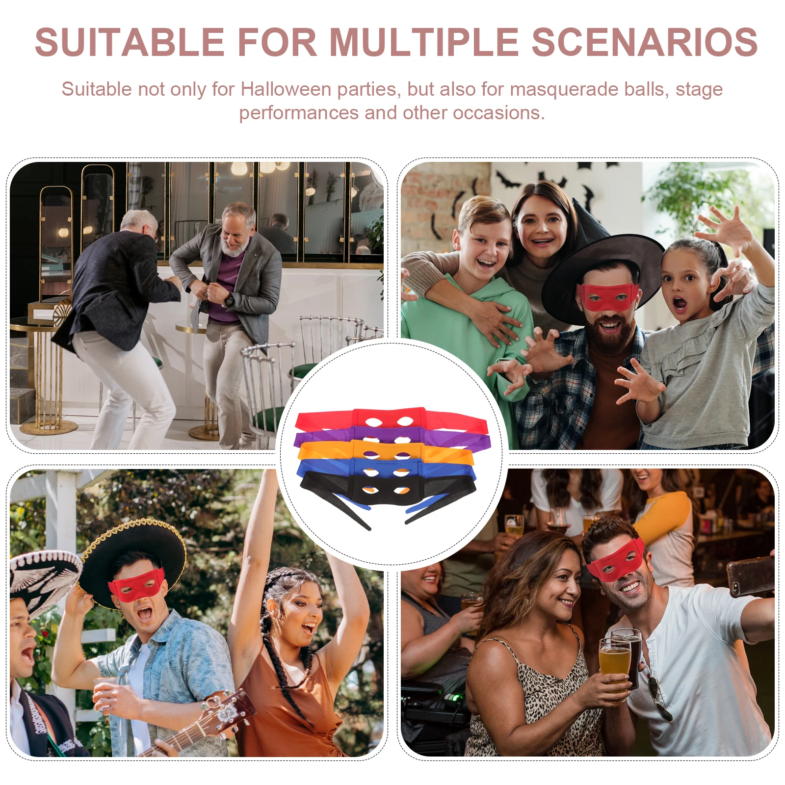 

5Pcs Half Face Masks Lightweight Comfortable Men Masquerade Costume Party Cosplay Halloween Mask Masquerade Cosplay Mask