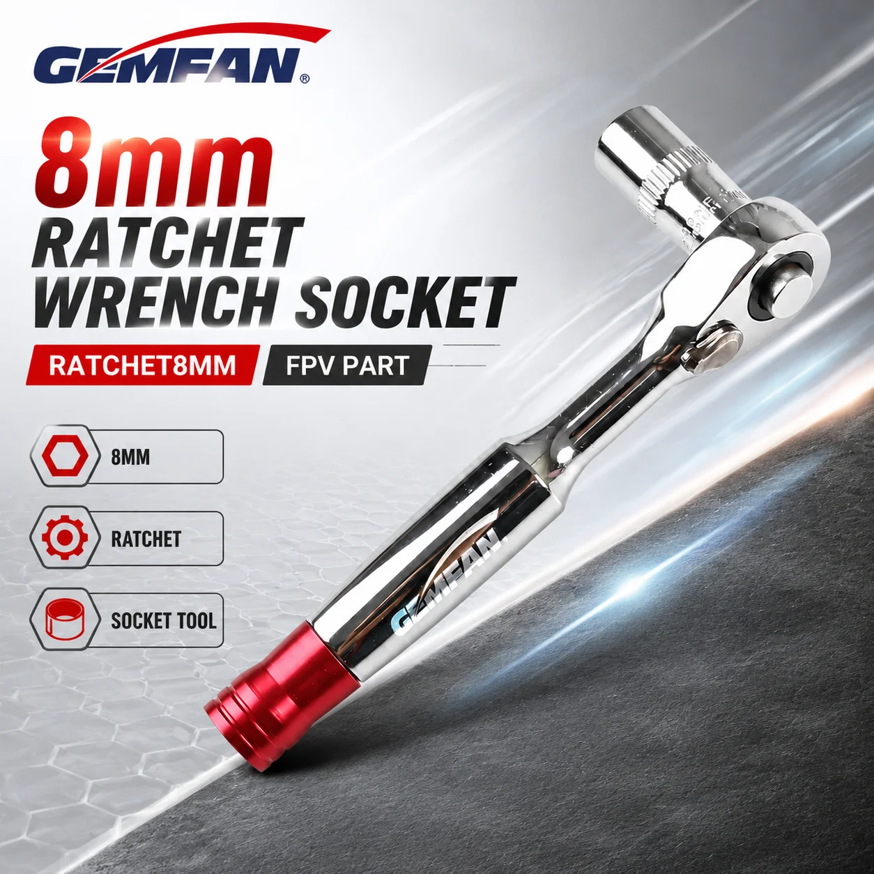GEMFAN Ratchet8MM 8mm Ratchet Wrench Socket For FPV Drone RC Aircraft Spare Part For Racing Quadcopter DIY Build Replacement