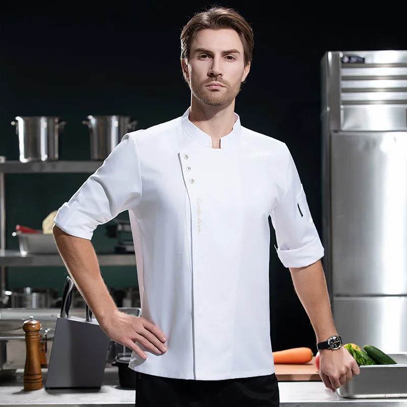 

Spring and autumn long-sleeved chef uniforms for men and women, suitable for hotel, barbecue, western restaurant, kitchen, priva