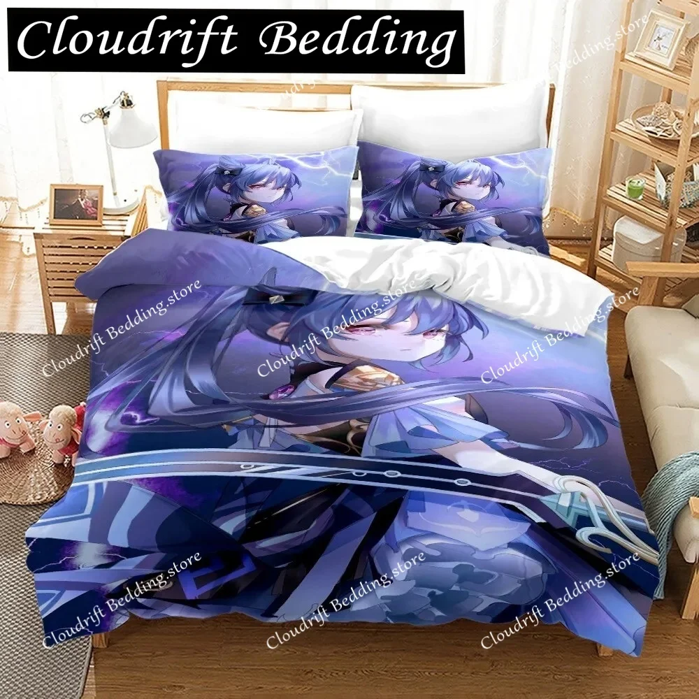 

Genshin Impact Bedding Set Cartoon Anime Duvet Cover Single Double Size Kids Boys Luxury 3D Bed Linen Decor Home