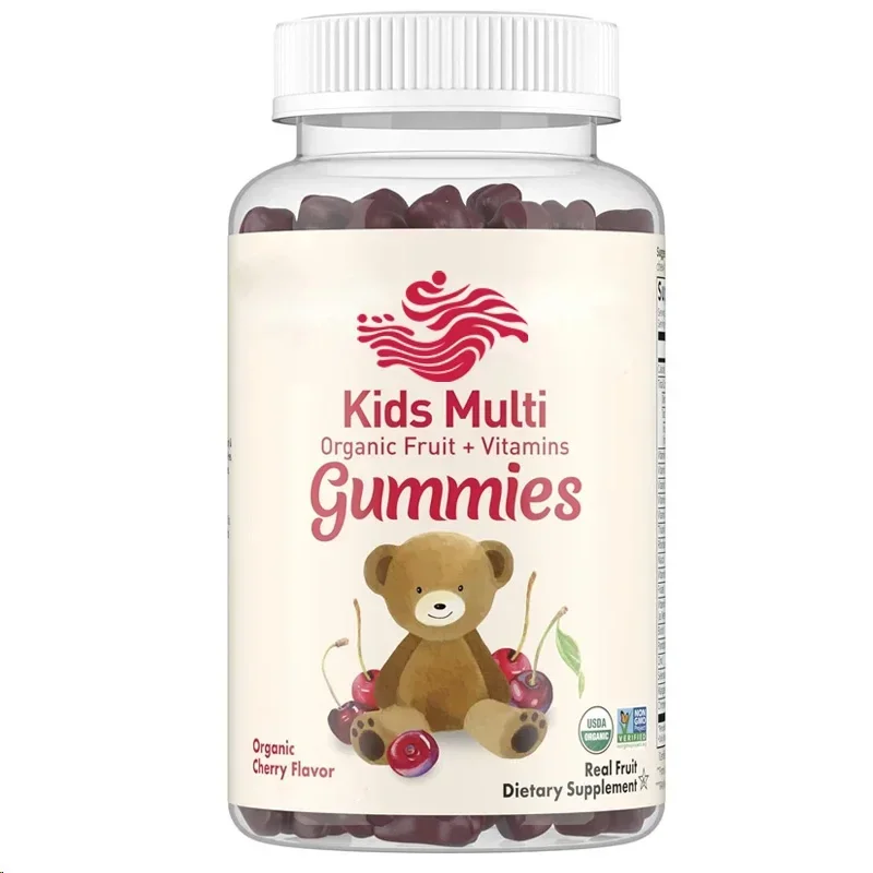

60 Gummies Children's Gummies with Vitamins B12, C, and D3, Non Gmo and Vegetarian. Real Fruit Chewable Gummies