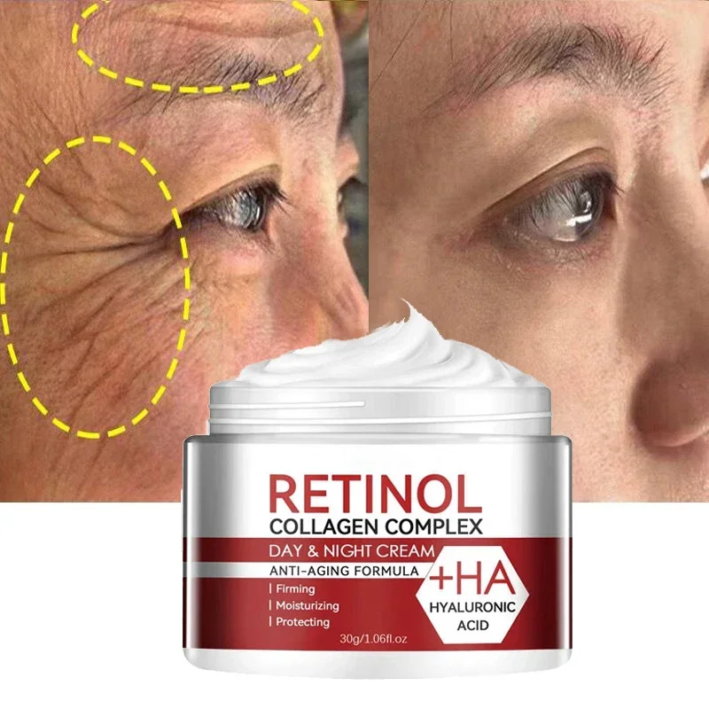 Krim Pelembab Anti Penuaan Retinol, kosmetik perawatan kulit menghilangkan keriput memudarkan garis halus mengencangkan mengangkat hidrasi mencerahkan