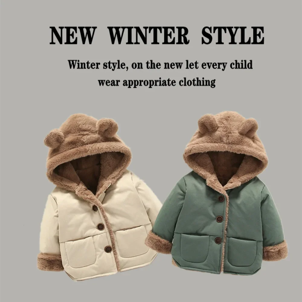 

Baby Girl Winter Clothes Hooded Velvet Children's Jacket, 0-5 Years Old,Boy Girls Coat Thick Warm Children's Clothing