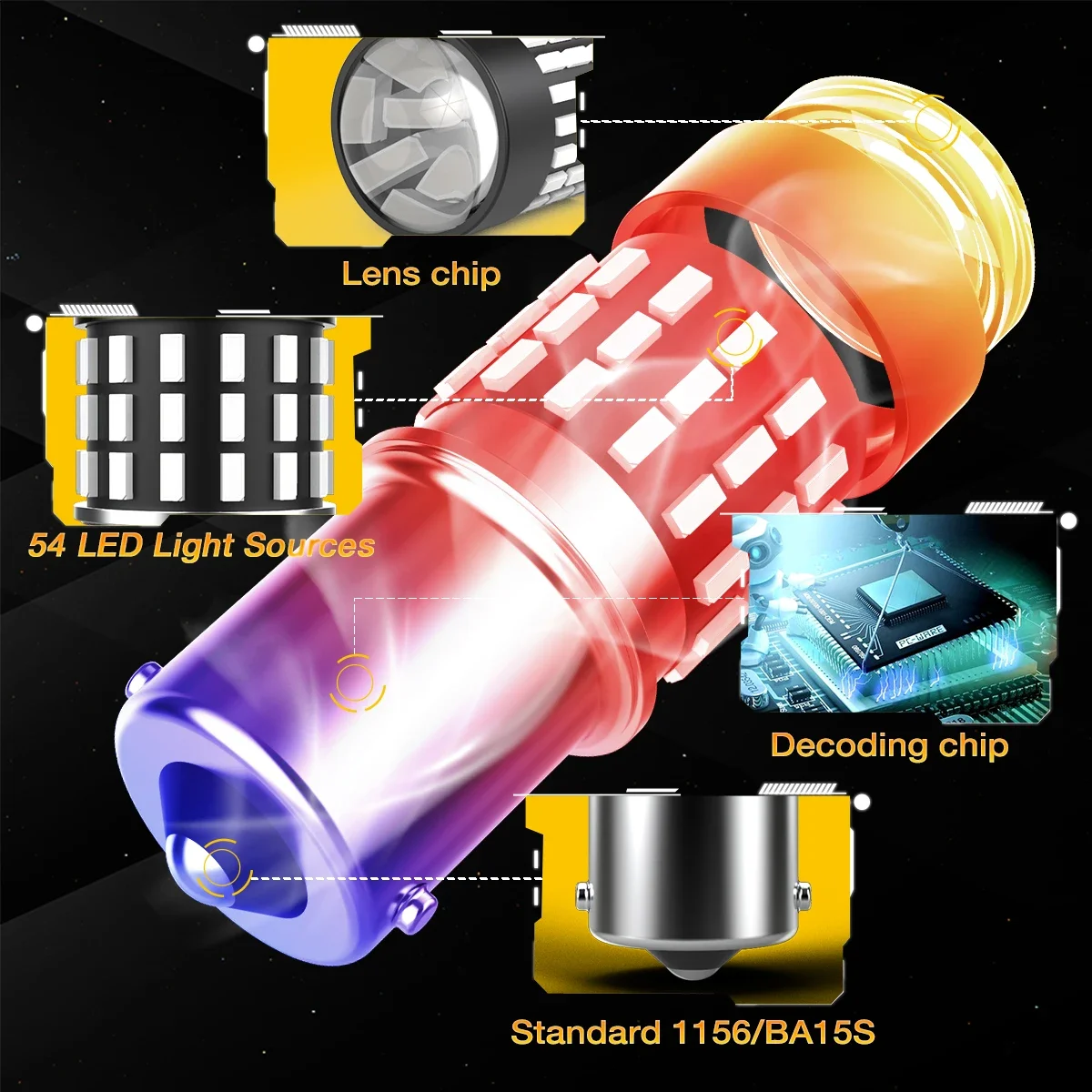 50x 1156 BA15S P21W LED Brake Light Bulb 12V 1200Lm 6000K White Red Orange CAN-BUS Ready For Peugeot 206 307 5008 508 107 407