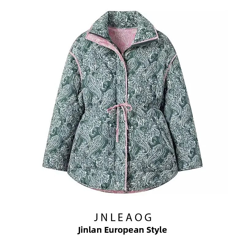 

Хлопковая куртка с модным принтом, съемная двусторонняя одежда, уличная одежда с капюшоном и застежкой-молнией, длинный све, круглый Ne, стандартная посадка