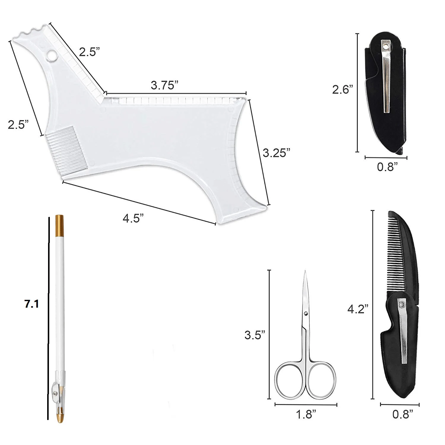 4Pcs Set Beard Shaping Kit Multi-Curve Hairline Template Beard Comb Pencil Scissors Barbershop Accessories Beard Styling Tool gallery 5