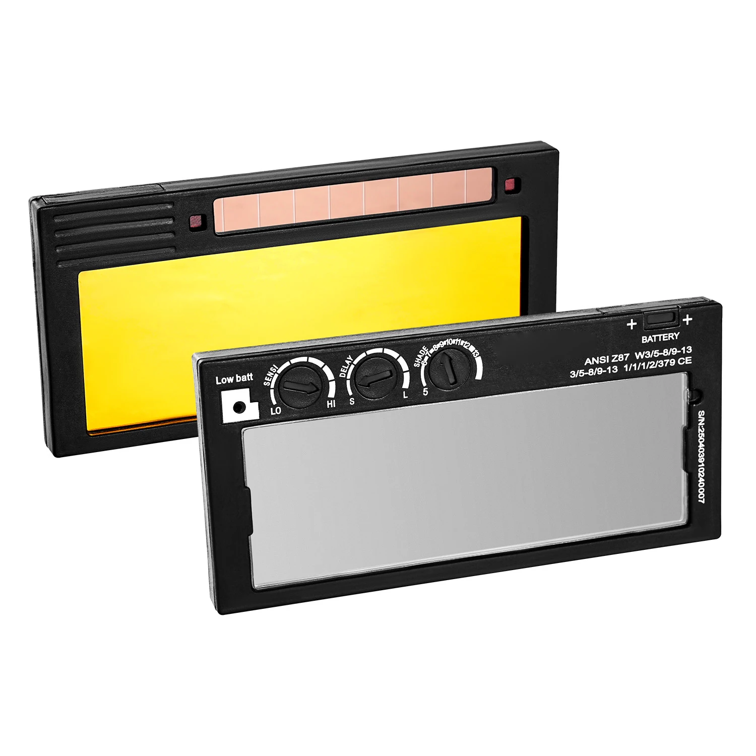 

SucceBuy Auto Darkening Welding Lens 4.25" x 2" Shade 5-13 Adjustable True Color Welding Lens with Gold Coating for TIG MIG MMA