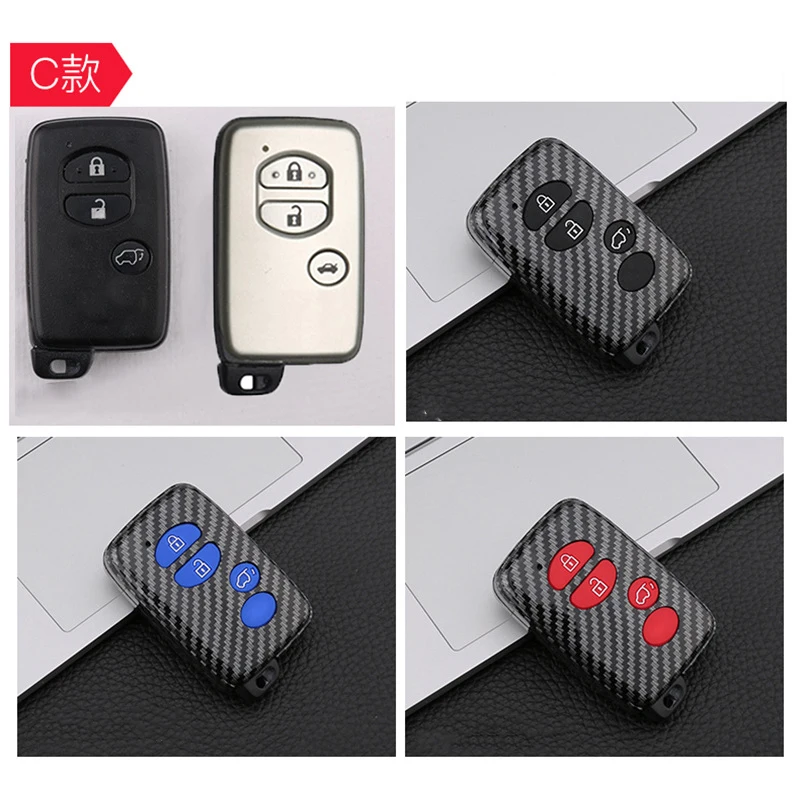 ABS Carbon Car Key Case for Toyota Aqua RAV4 Land Cruiser Camry Prado Corolla Prius Cover Keyless Remote Fob 2 3 Buttons 2013 20 view 3