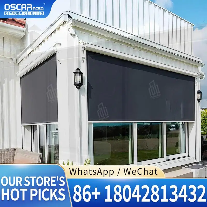 Intelligent Electric Roller Blinds Modern Windproof Rainproof for Outdoor Balconies Patios Gardens Rolling Blind