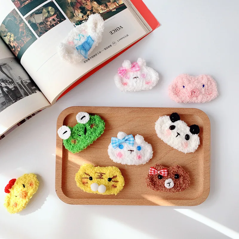 

Cute Cartoon Plush Hair Clip Knitted Animal Pattern BB Clip for Girls Hair Accessory for Short Hair 1 Piece