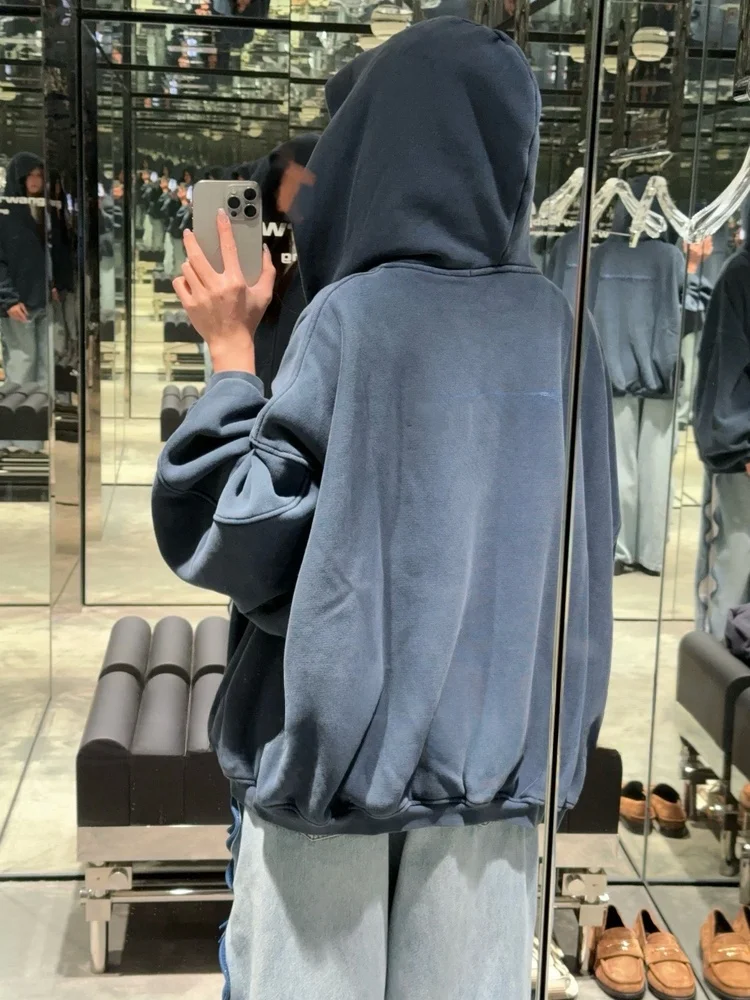 

Yonezu Casual Hoodie Sweatshirt Unisex Loose Fit Water Washed Zipper Jacket Letter Print Men's Women's Streetwear Style