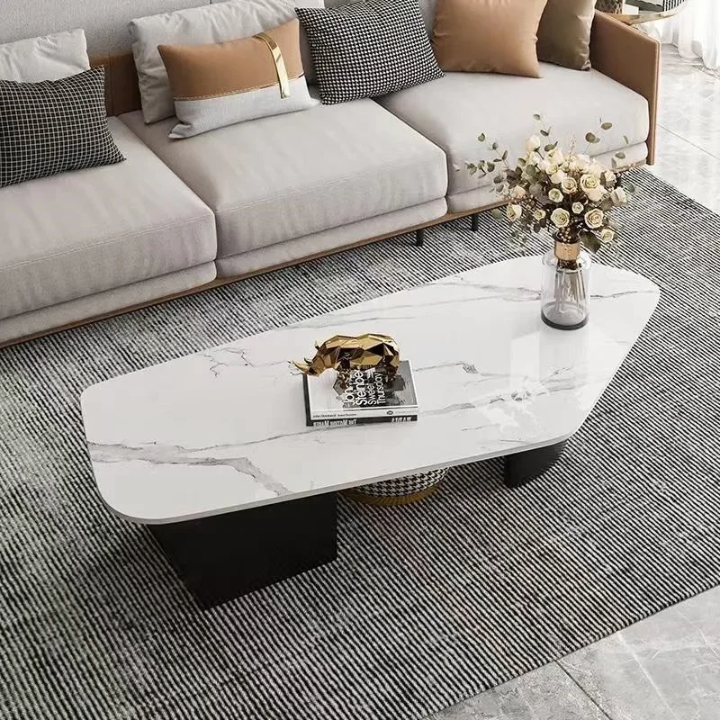 Light luxury special-shaped rock slab coffee table living room household small apartment modern simple non-standard homestay