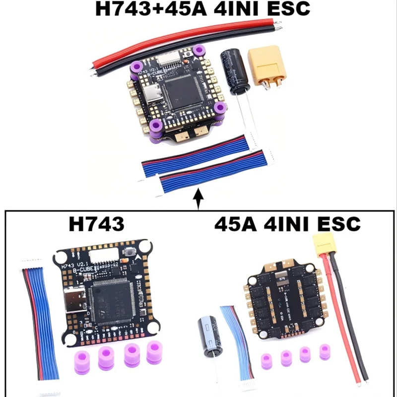 BTLIFE-H743 ل RC FPV المتسابق الطائرة بدون طيار وحدة تحكم في الطيران 45A 4-INI ESC 3-6S بطارية دعم المكدس المزدوج BEC 30.5X30.5 مللي متر تصميم