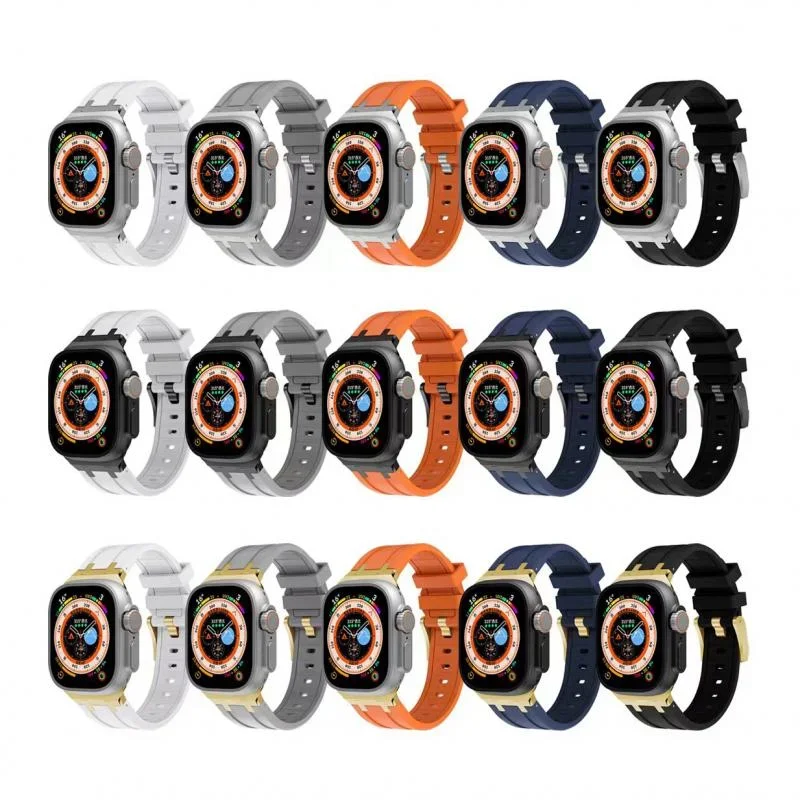 Liquid Fluororubber Strap For Apple Watch Ultra 49mm 10 9 8 7 46mm 45mm Bracelet Wristband iWatch Series 6 5 4 SE 44mm 42mm Band