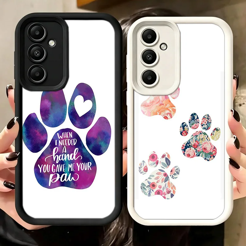 Dog footprint Paw Phone Case For Samsung A17 A27 A57 A16 A26 A36 A56 A15 A25 A35 A55 A05S A06 A07 Galaxy M15 M16 M23 M34 M36 M54