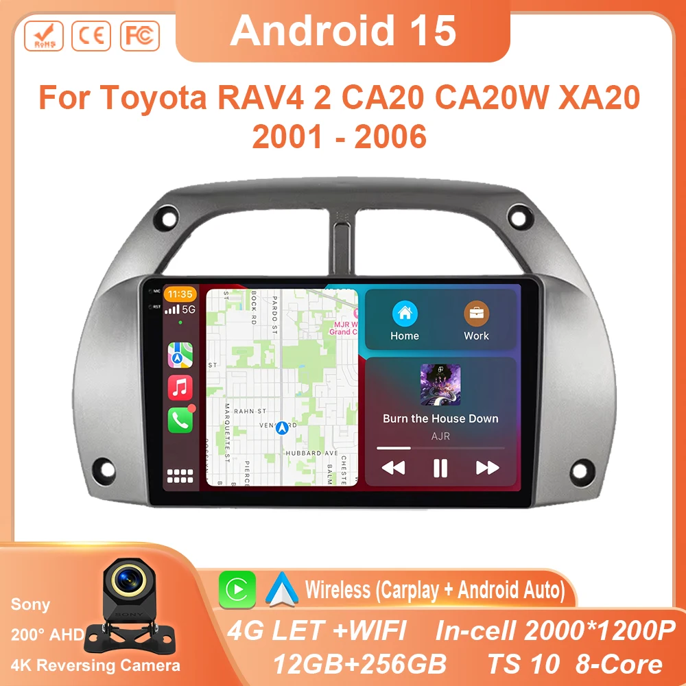 

Android 15 Autoradio For Toyota RAV4 2 CA20 CA20W XA20 2001- 2006 Car Radio Multimedia Player GPS Wireless Carplay Android Auto