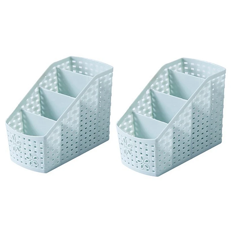 2 PCS Light Blue Plastic Storage Finishing Rack Set Kit Creative Gifts 4 Compartments