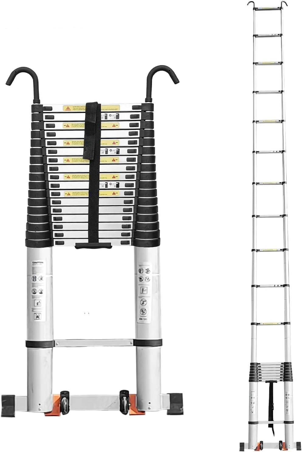 Telescoping Ladder,26.2 FT Extension Ladder,Aluminum Lightweight Telescopic Ladder with 2 Triangle Stabilizers, Telescopi