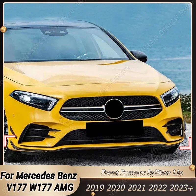 

Для Mercedes Benz A Class V177 W177 A35 A180 A200 A220 A250 AMG 2019-2023+ Автомобильный передний бампер, разделитель губ, комплекты кузова, тюнинг