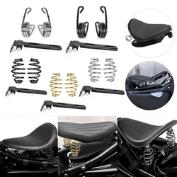 Motorcycle Retro Black Leather Old School Solo Seat+3