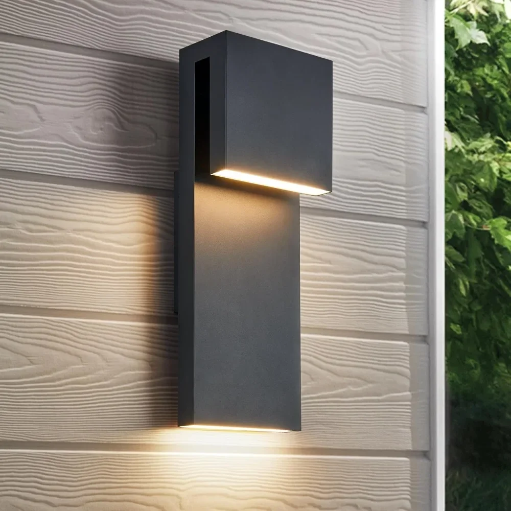 LED Outdoor Wall Sconce 3000K 17W, Anti Rust Textured Black Suit for Wet Locations and, Bulb Included, LED Outdoor Wall Mount