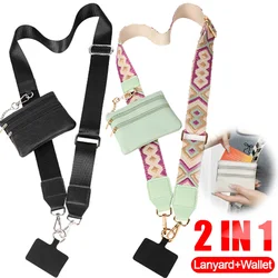 2 in 1 Multifunction Crossbody Cellphone Lanyard Straps Adjustable Hanging Cord with Zipper Pouch Bag Portable Wallet Lanyard