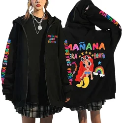 Karol G Zip Up Jackets Karol G Manana Sera Bonito Hoodies Harajuku Casual Hooded Sweatshirts Men Women Loose Hip Hop Streetwear
