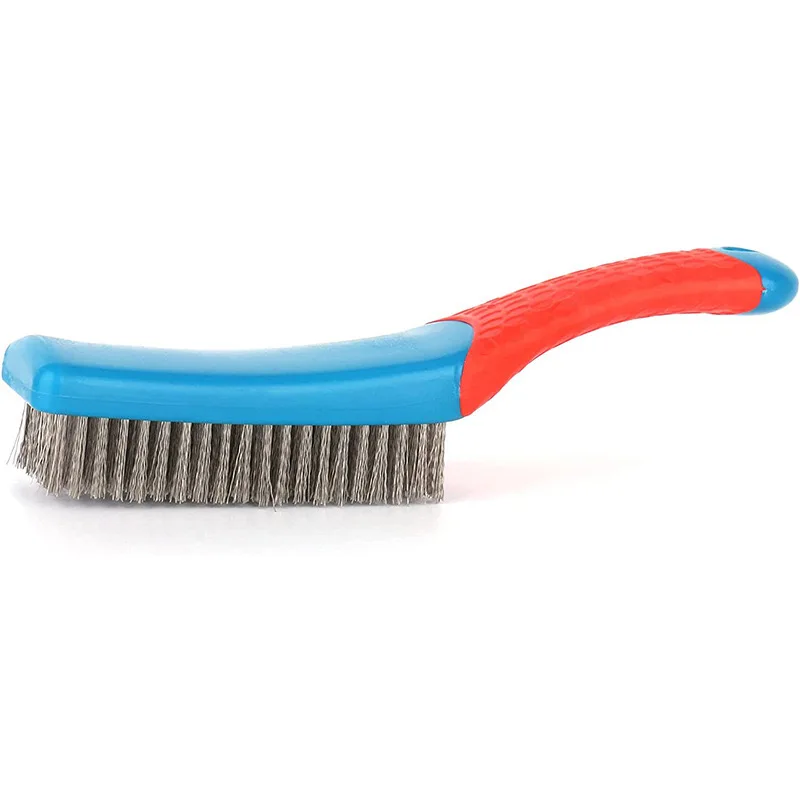 Wire Brush Duty Stainless Bristles With Plastic Handle Grip For Rust, Wielding Slag, Dirt & Paint Scrubbing With Deep Cleaning image 3