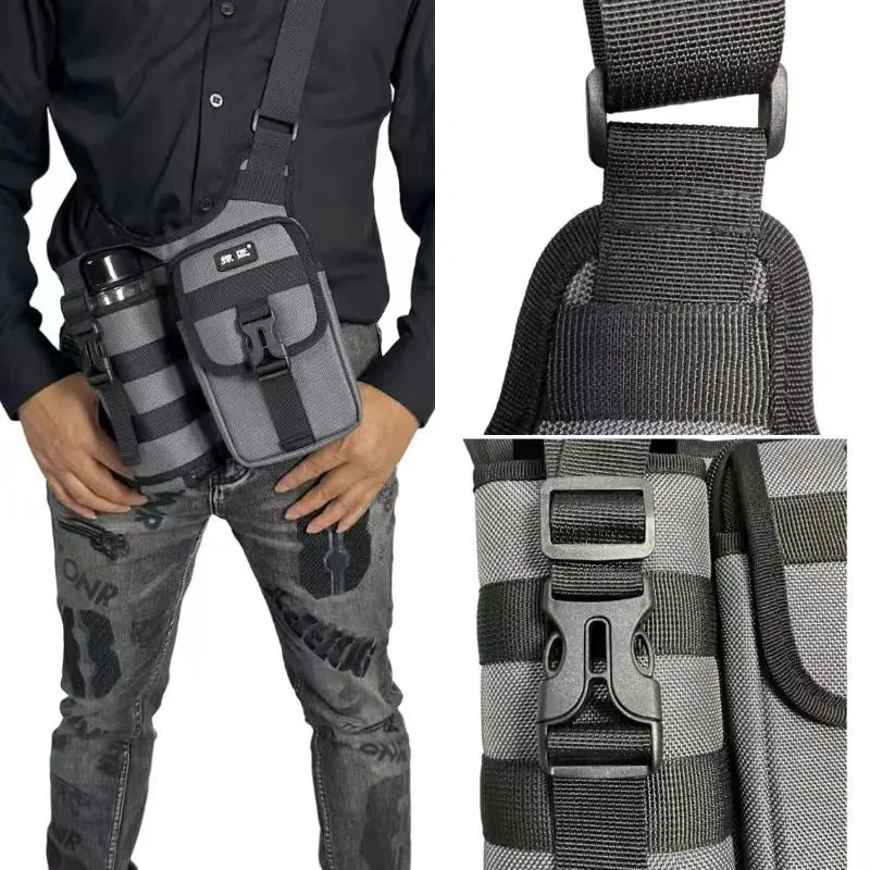 حقيبة كروس للرجال من قماش أكسفورد مقاومة للماء ومقاومة للاهتراء، حقيبة كتف واحدة للسفر بقفل موضع زجاجة المياه