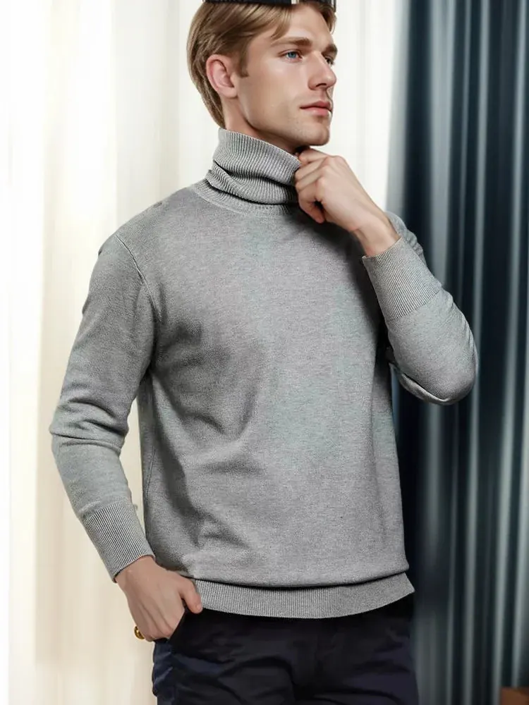 

Men's 100% Pure Wool Sweater Warm and Comfortable Long Sleeve Pullover Sweater Long Sleeve Turtlnecke High-Grade Warm Jumper