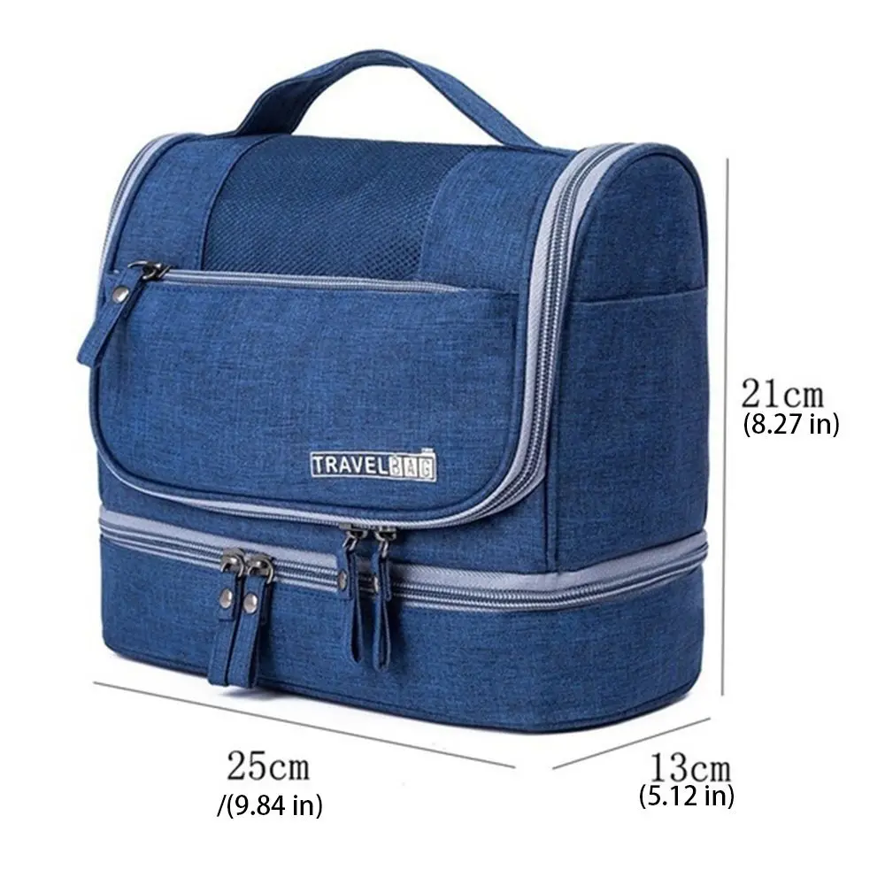 Solid Color Hanging Makeup Bag Oxford Cloth Waterproof Toiletry Organizer Bag Multifunctional Dry-wet separation Cosmetic Bag