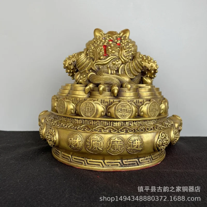 Pure Brass Treasure Bowl Three-Legged Gold Ingot Golden Toad Ornament Home Living Room Office Shop Decoration