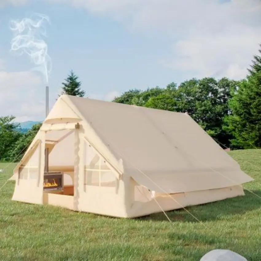 Customized Luxury Proof 10 Person Wall Tent With Stove Large Heavy Duty Cotton Luxury Cabin Tent for Outdoor Camping