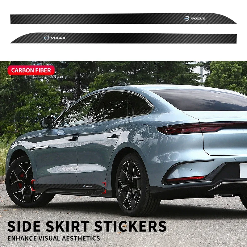 

2 шт., боковая юбка на порог автомобиля, полоса, карбоновые наклейки, Стайлинг для Volvo Rdesign XC60 XC90 XC40 V50 V60 V40 EX30 S60 C30 V70 S90 AWD