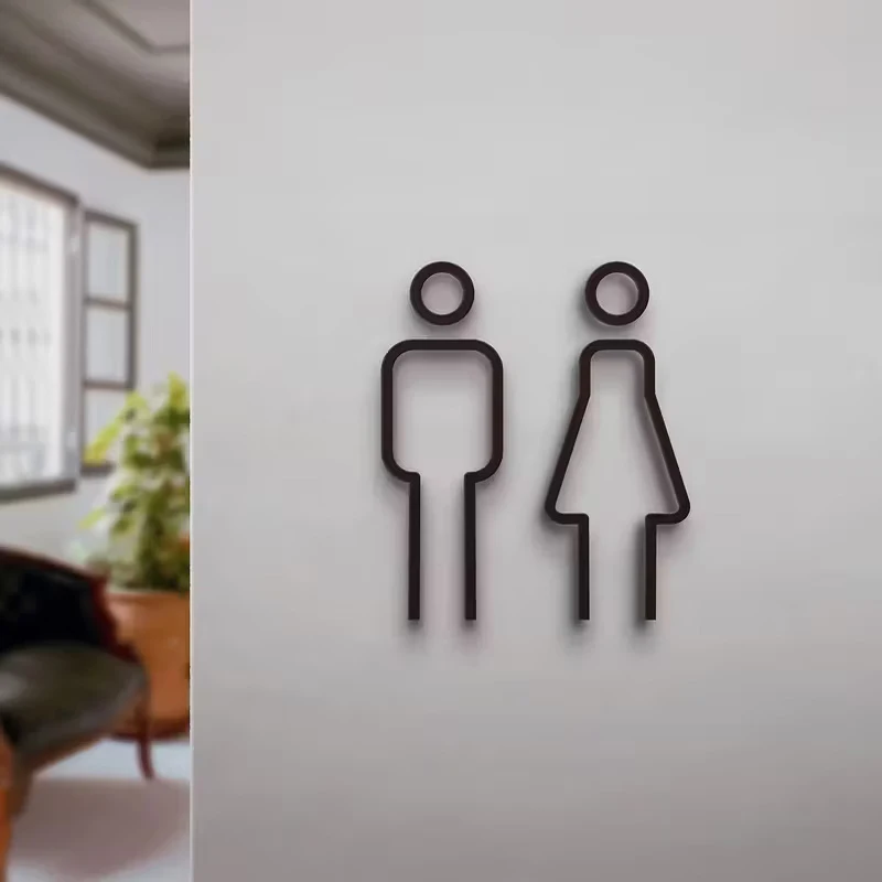 3D Printed Male Female Bathroom Door Sign Restroom Symbol Wall Sticker for Restaurant Hotel Cafe Toilet Decor