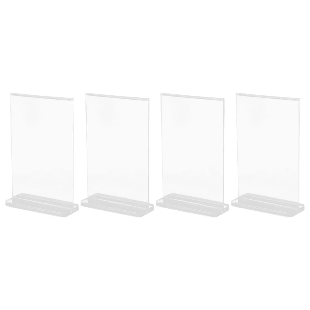 4 Pcs Display Stand Acrylic Dining Table Desktop Rack Menu Sign Holder Label Picture Holders for Tables