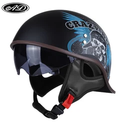 Demi-casque de moto rétro AD pour Harley, visage ouvert, casques de protection Hurbike, casquette de sécurité Casco, quatre saisons