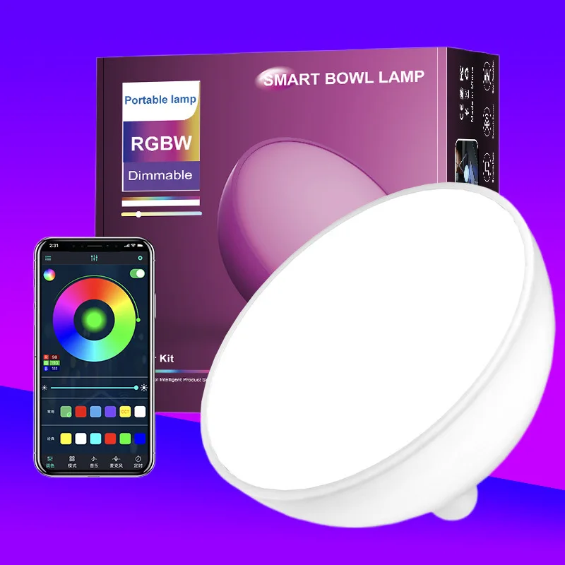 New And Unique Lntelligent Bluetooth Graffiti Bowl Light Living Room Bedroom Atmosphere Night Light USB Charging Outdoor Picnic