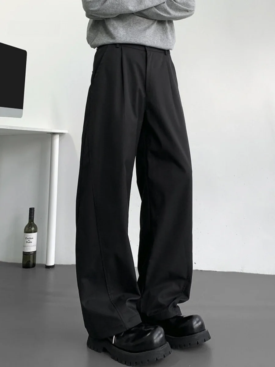 

Retro American Folded Casual Pants Men's Autumn Cleanfit Trendy High-End Feeling Straight Wide Leg West Pants