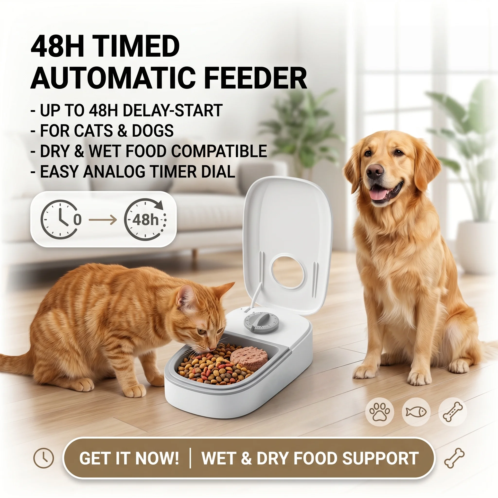 Single Automatic Pet Food Dispenser Bowl with Timer Cooling Wet Food Bowl for Dogs Cats Quantitative Pet Feeder Food Bowls