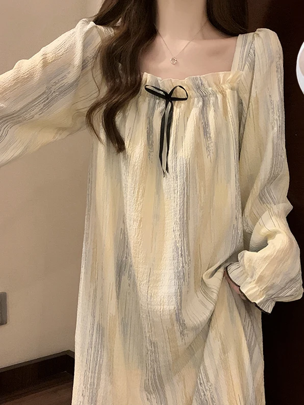 Long Sleeve Sleepwear Women's Spring Autumn Style Home Clothes Striped Design Comfortable Fabric Youth Friendly Outerwear
