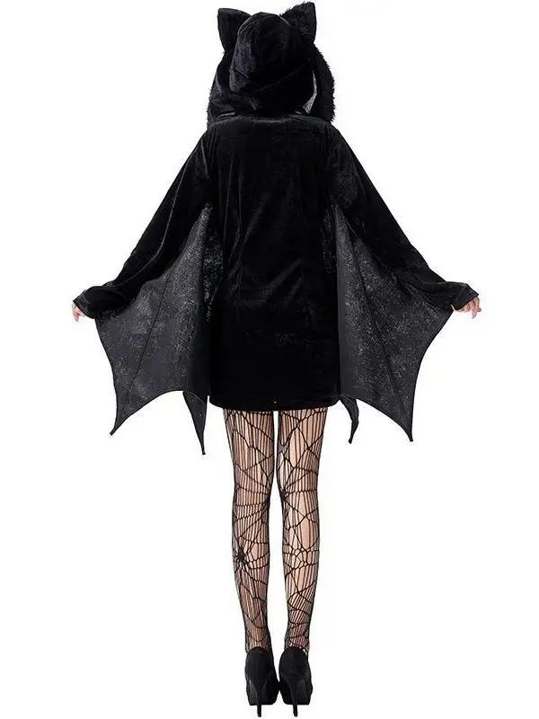 Disfraz de murciélago de Halloween, máscara de ojos de encaje, cubierta facial, traje de Cosplay para mujer, traje tradicional chino puesta en escena